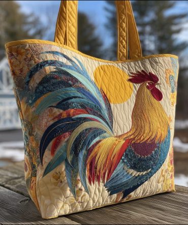Rise And Rooster Quilted Tote Bag