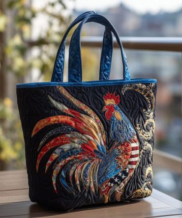 Rooster Glory Quilted Tote Bag