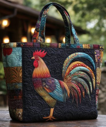 Rooster Rally Quilted Tote Bag