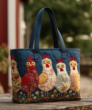 Rooster Reverie Quilted Tote Bag