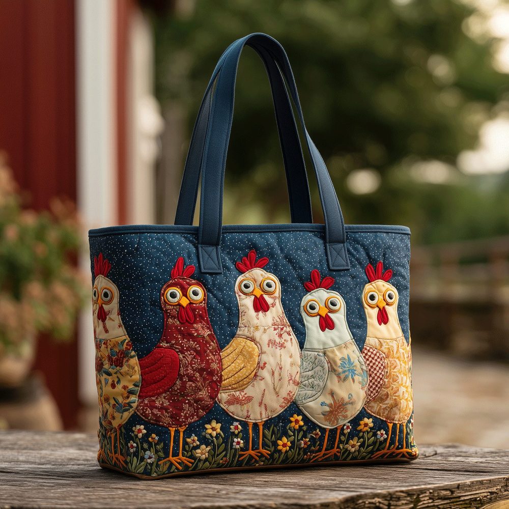 Rooster Reverie Quilted Tote Bag