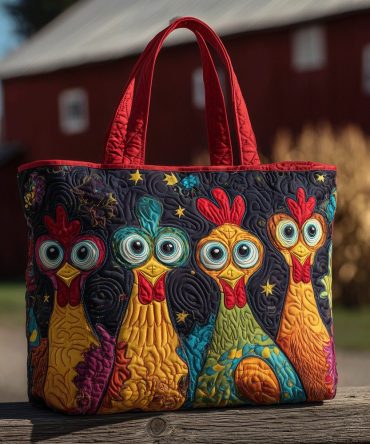 Rooster Rowdy Quilted Tote Bag
