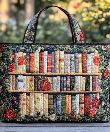 Rose Library Quilted Tote Bag