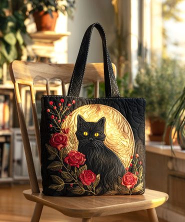 Rose Noir Quilted Tote Bag