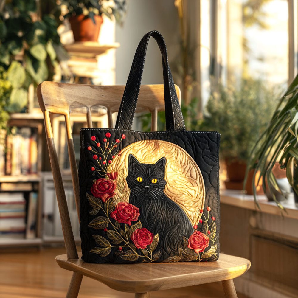 Rose Noir Quilted Tote Bag