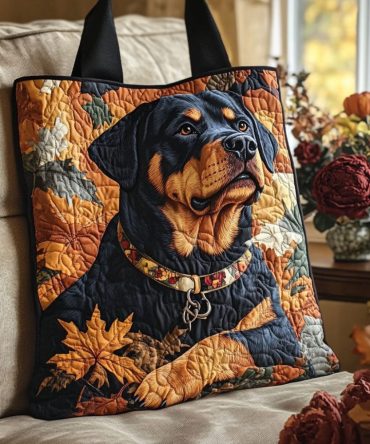 Rottweiler Guardian Quilted Tote Bag