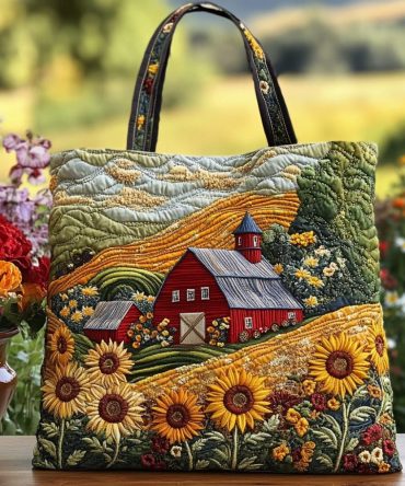 Rustic Bloom Quilted Tote Bag