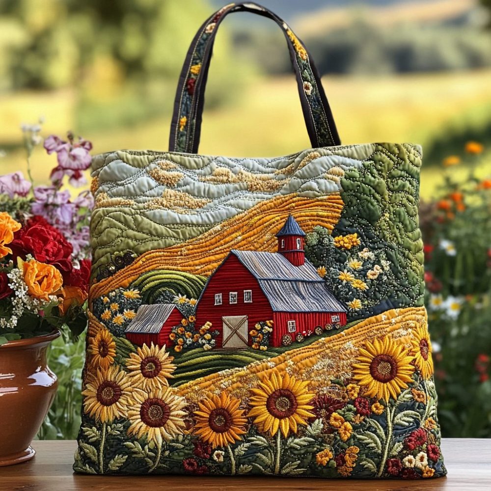 Rustic Bloom Quilted Tote Bag