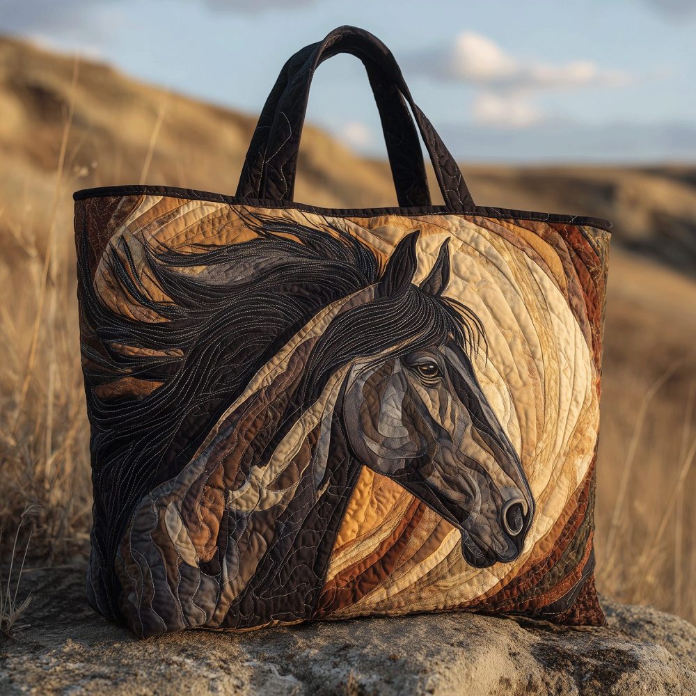 Rustic Horse Quilted Tote Bag