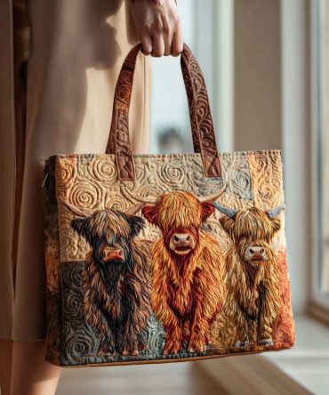Rustic Moo Quilted Tote Bag
