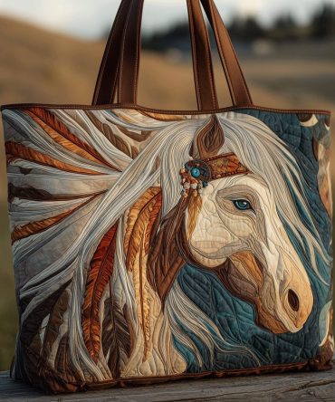 Sacred Horse Trail Quilted Tote Bag