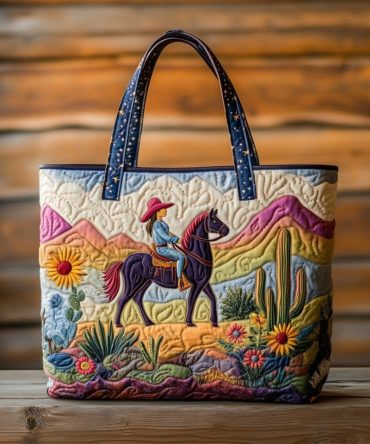 Saddle Bloom Quilted Tote Bag