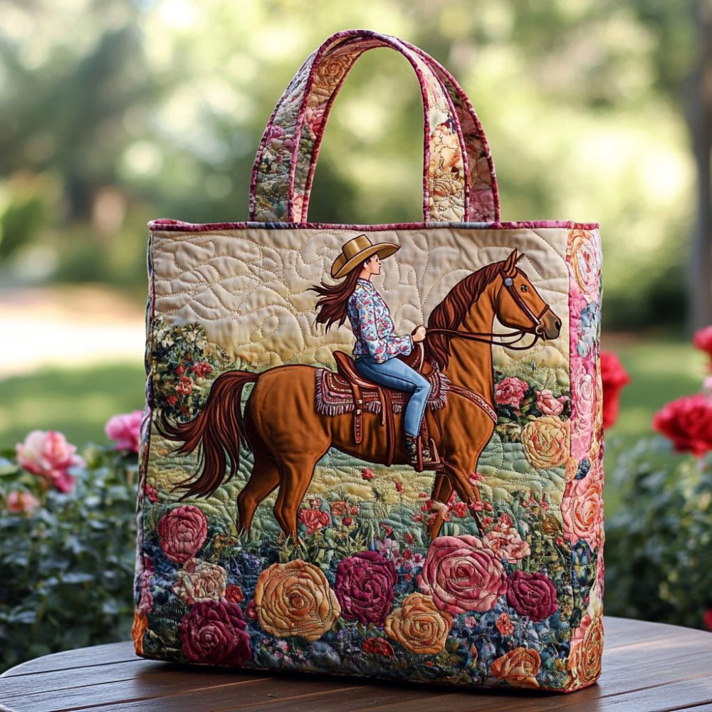 Saddle Blossom Quilted Tote Bag