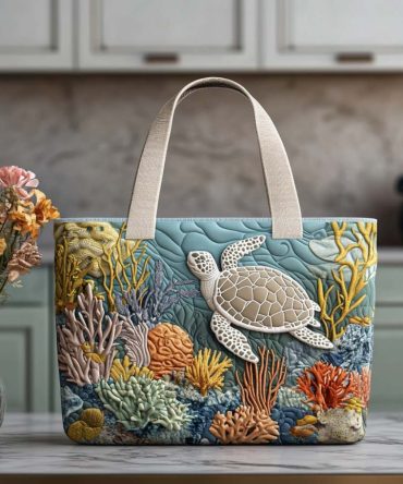 Sandy Turtle Tracks Quilted Tote Bag