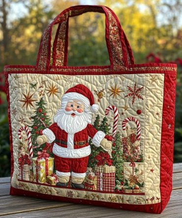 Santa Cheer Quilted Tote Bag