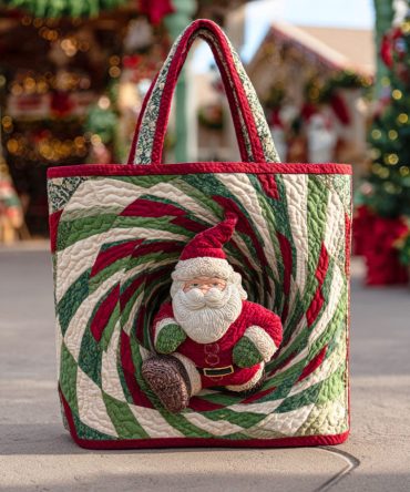 Santa Dash Quilted Tote Bag