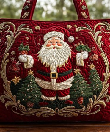 Santa Gift Quilted Tote Bag