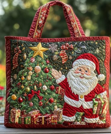 Santa Joy Quilted Tote Bag