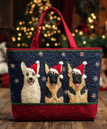 Santa Paw Friends Quilted Tote Bag