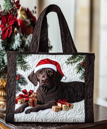 Santa Pup Quilted Tote Bag