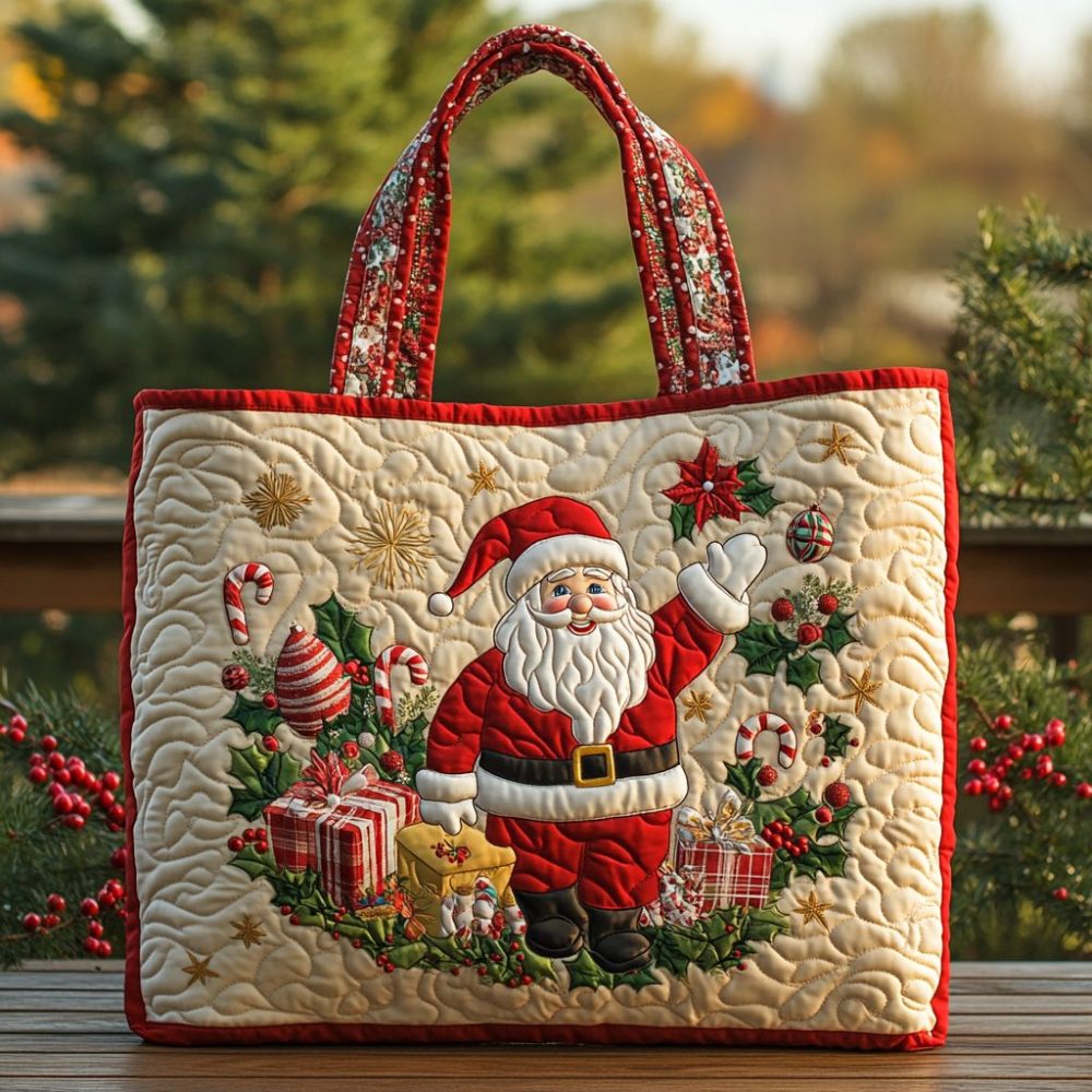 Santa Star Quilted Tote Bag