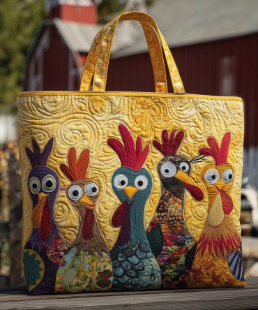 Sassy Rooster Crew Quilted Tote Bag
