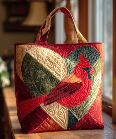 Scarlet Winter Quilted Tote Bag