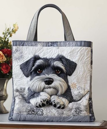 Schnauzer Cute Gaze Quilted Tote Bag