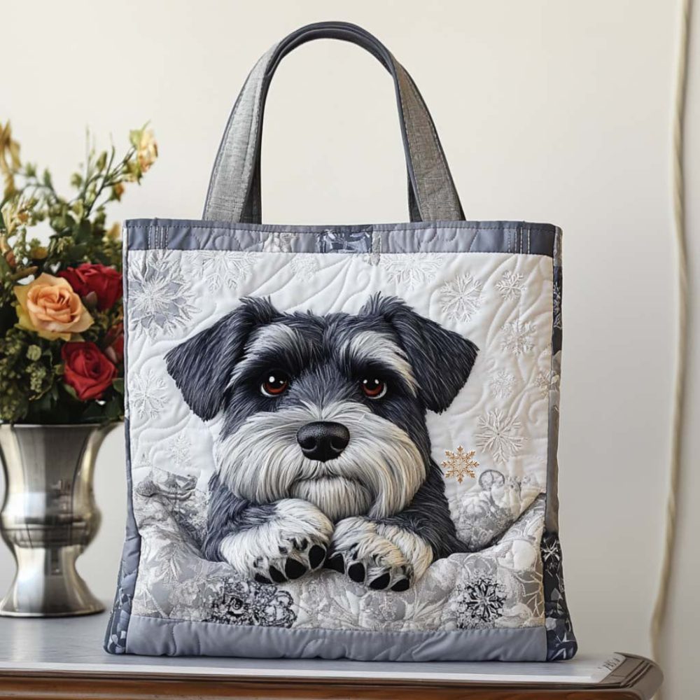 Schnauzer Cute Gaze Quilted Tote Bag