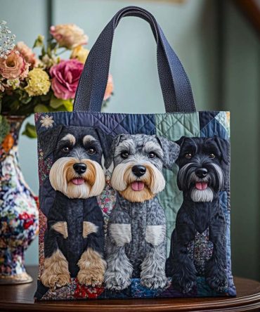 Schnauzer Happy Pals Quilted Tote Bag