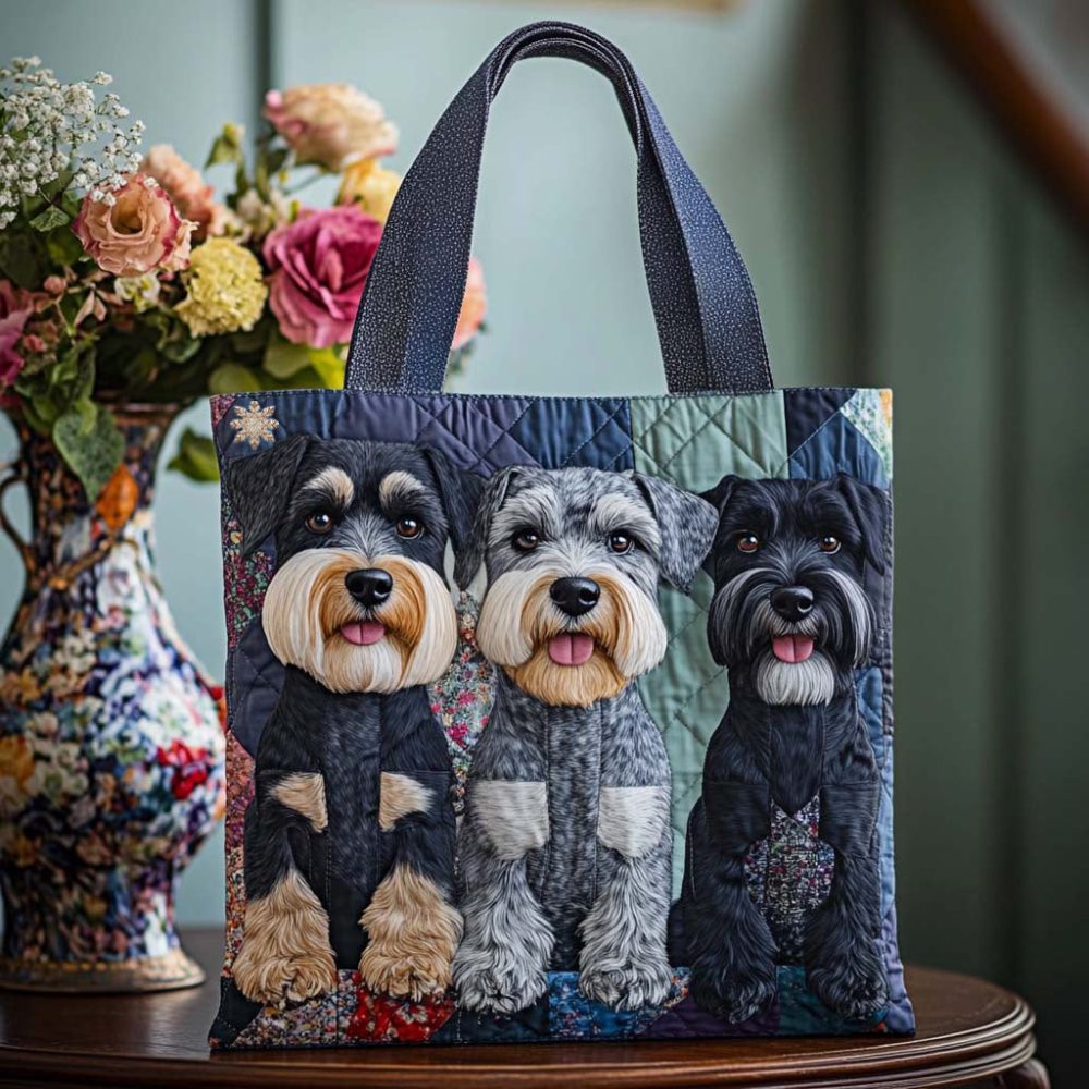 Schnauzer Happy Pals Quilted Tote Bag