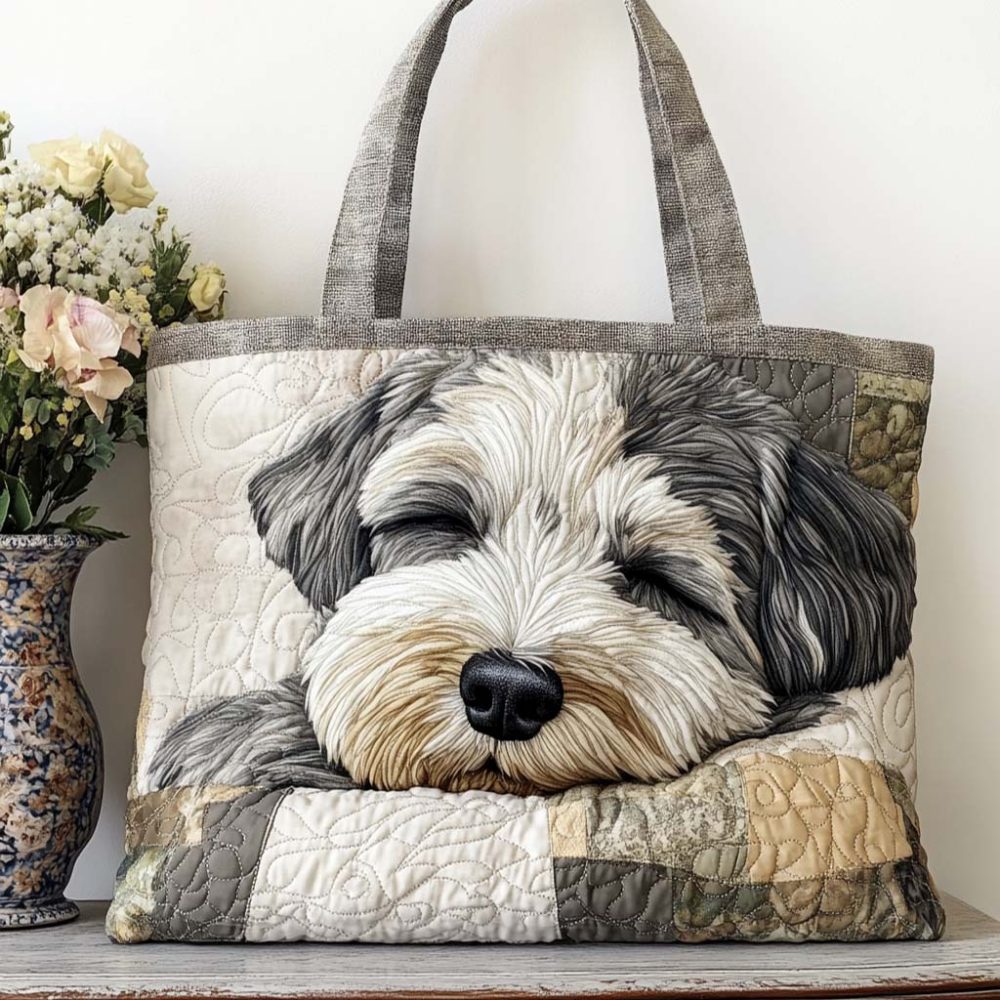 Schnauzer Peaceful Rest Quilted Tote Bag