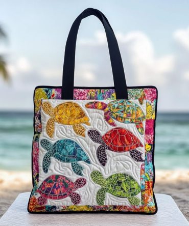Sea Bloom Quilted Tote Bag