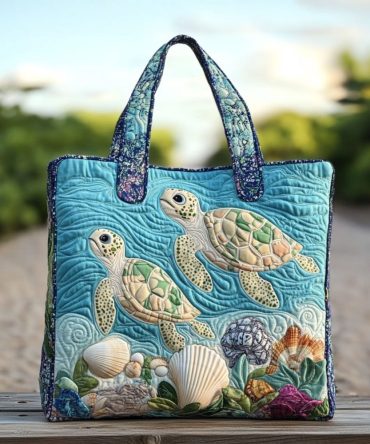 Sea Breeze Shell Quilted Tote Bag