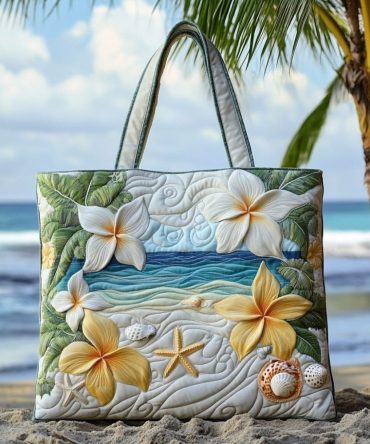 Seaside Garden Quilted Tote Bag