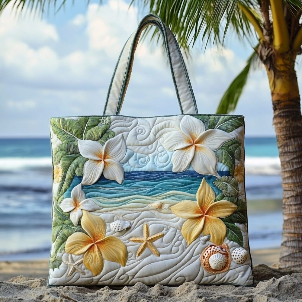 Seaside Garden Quilted Tote Bag