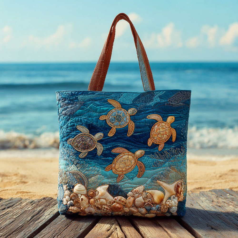 Serene Swimmer Quilted Tote Bag