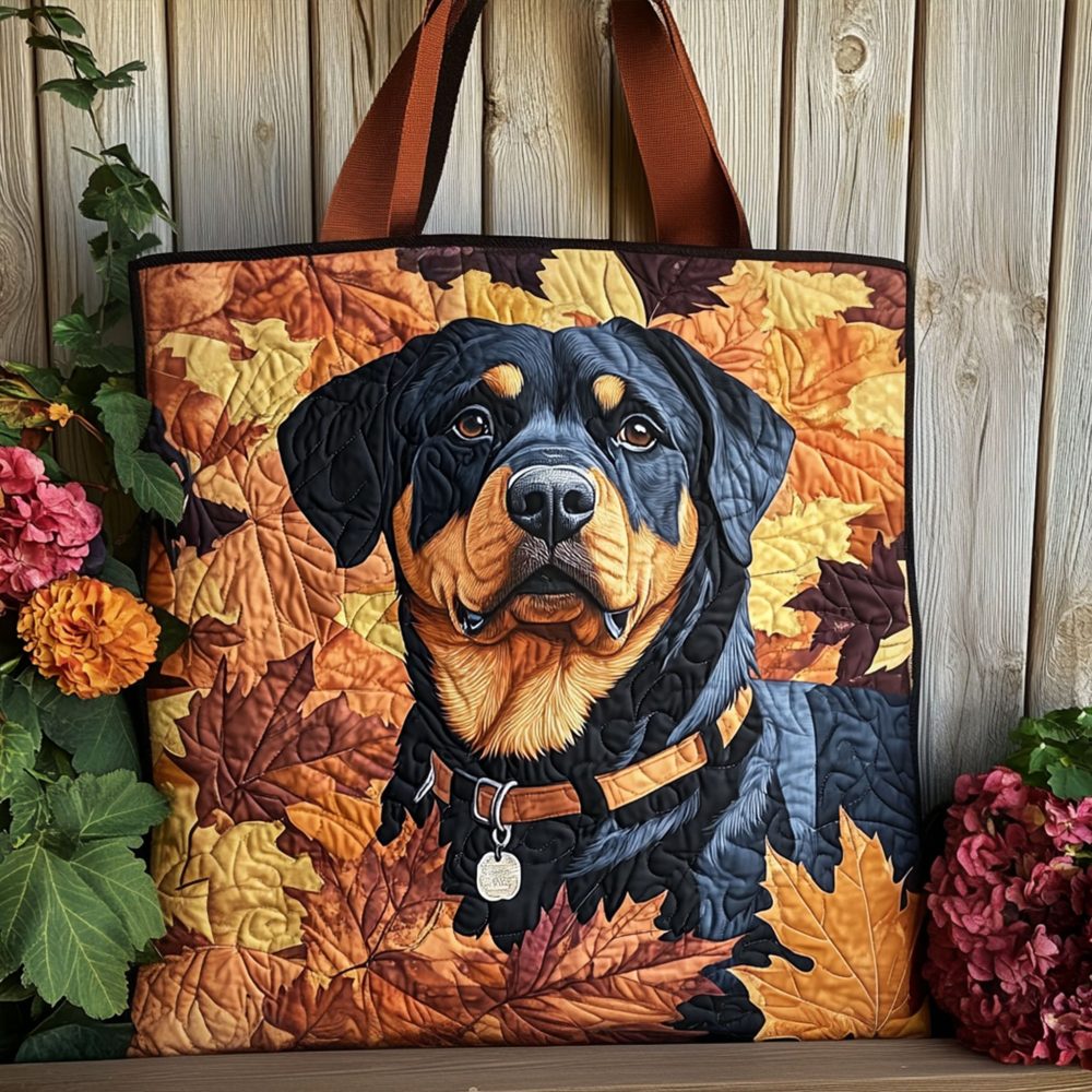Shadow Rottweiler Quilted Tote Bag