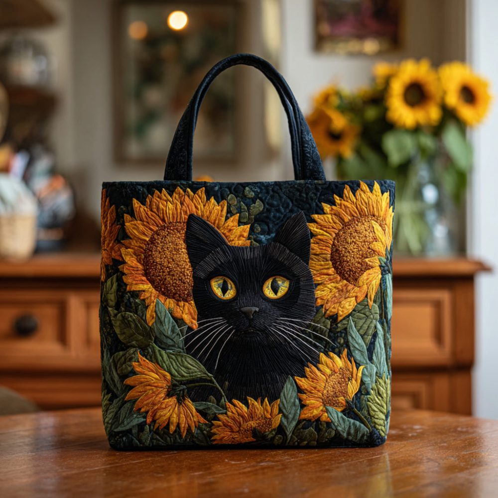 Shadow Sunflower Quilted Tote Bag