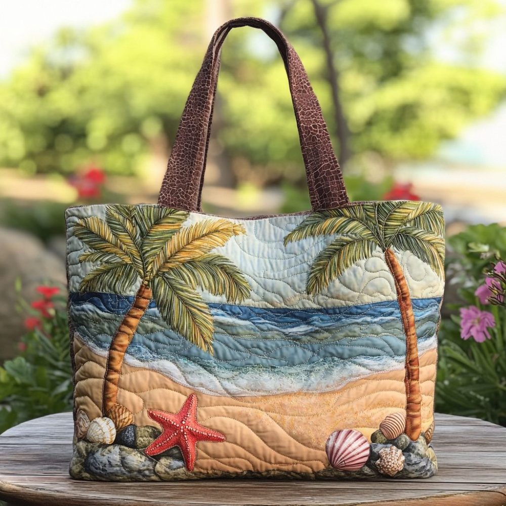 Shell Garden Quilted Tote Bag