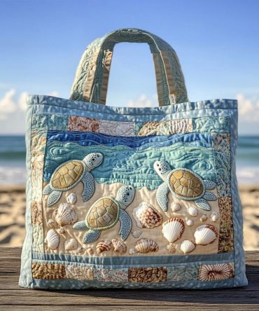 Turtle Quilted Tote Bag