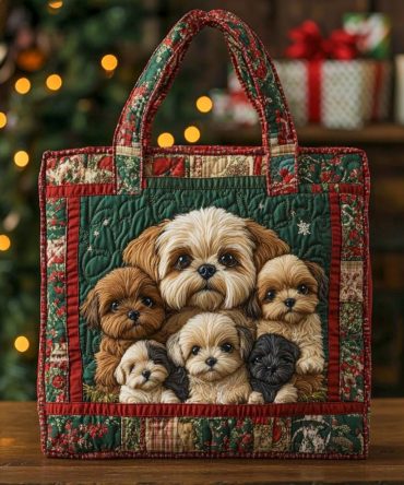 Shih Tzu Family Quilted Tote Bag