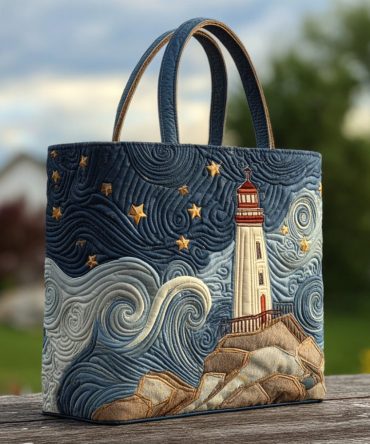 Shoreline Signal Quilted Tote Bag