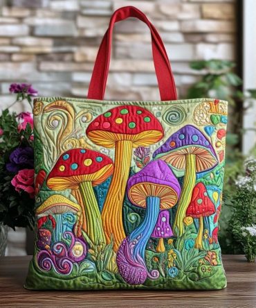 Shroom Meadow Quilted Tote Bag