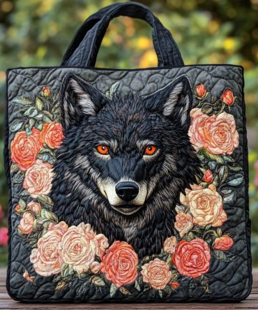 Silent Wolf Quilted Tote Bag