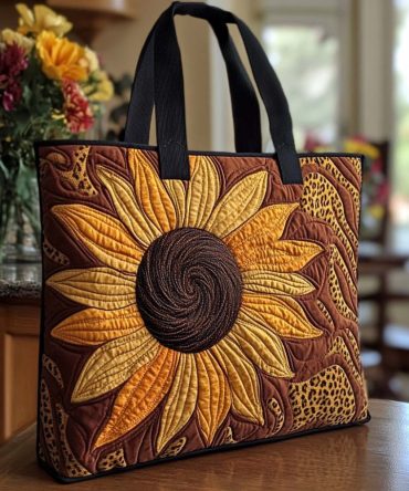 Simple Sunflower Mood Quilted Tote Bag