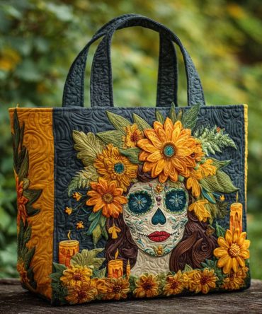 Skull Fiesta Quilted Tote Bag