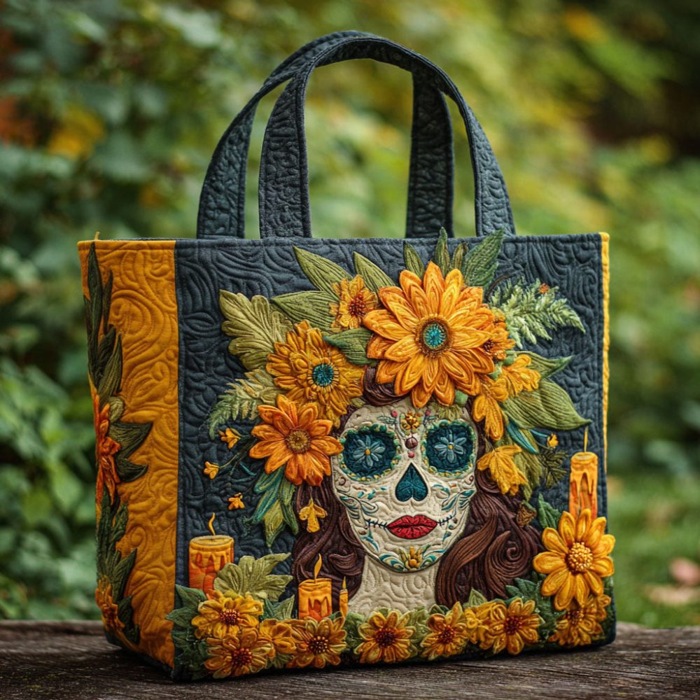 Skull Fiesta Quilted Tote Bag
