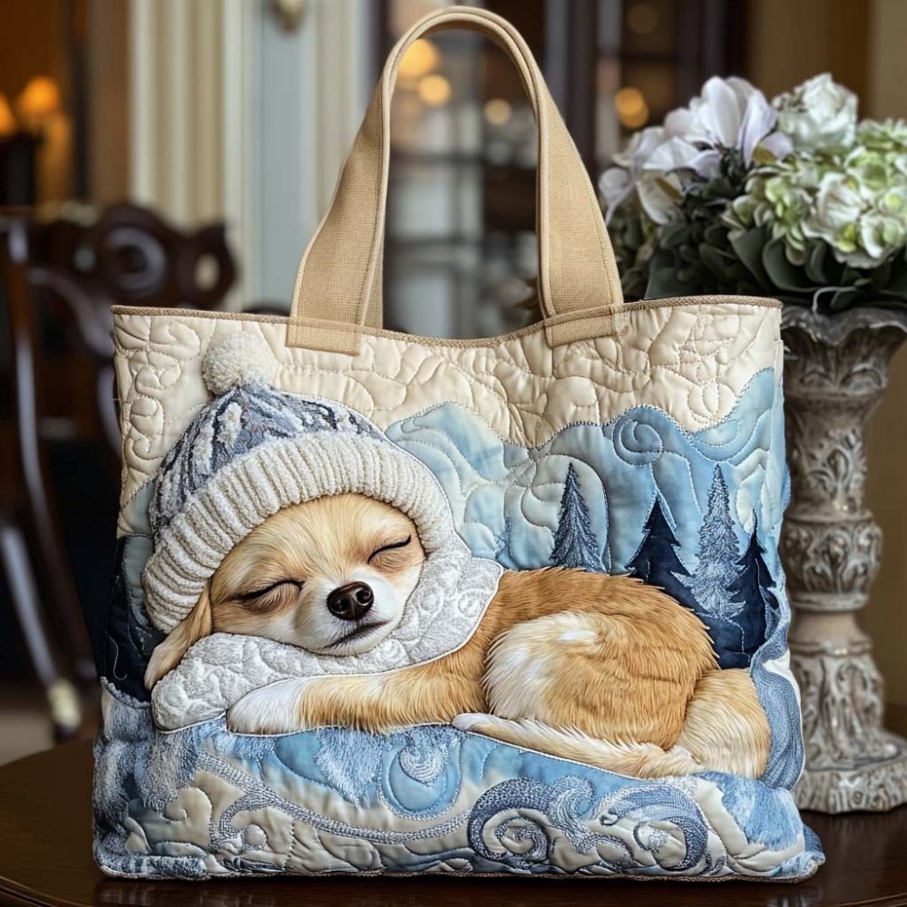 Sleeping Chihuahua Quilted Tote Bag