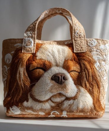 Sleepy King Charles Quilted Tote Bag